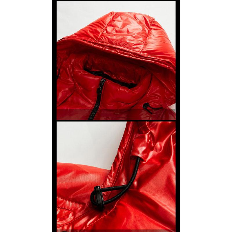 Winter Solid Color Glossy Down Jacket Couple Casual Large Size Hooded Thickened Jacket
