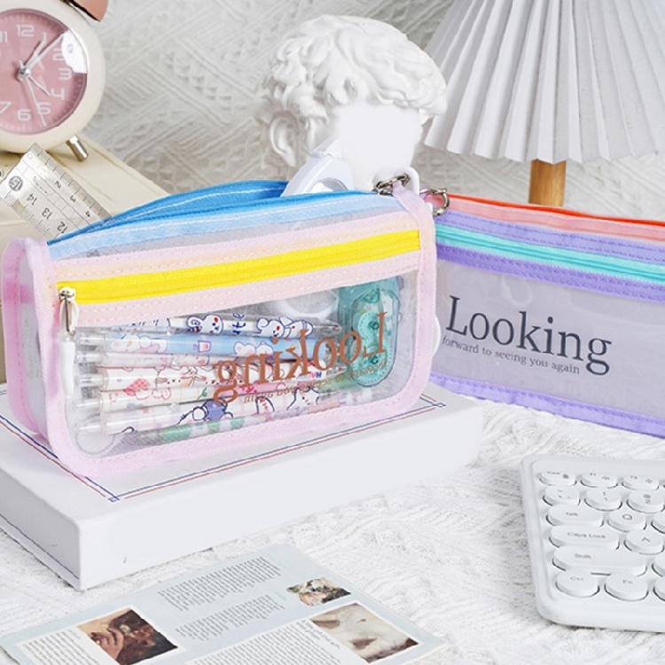 Clear Pencil Case Large Capacity Pen Bag Double Layered Pen Organizers Travel Makeup Pouches for Student Women Adult