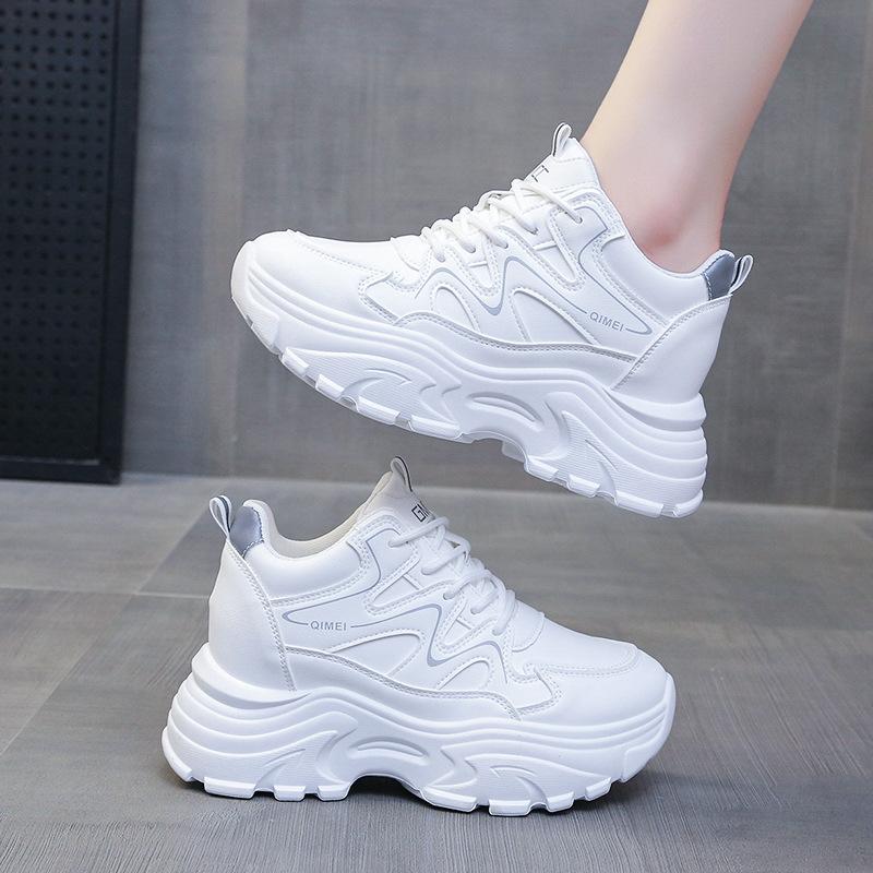 Inner height increase dad shoes women's 2025 new versatile small man thick sole comfortable breathable casual sports little white shoes