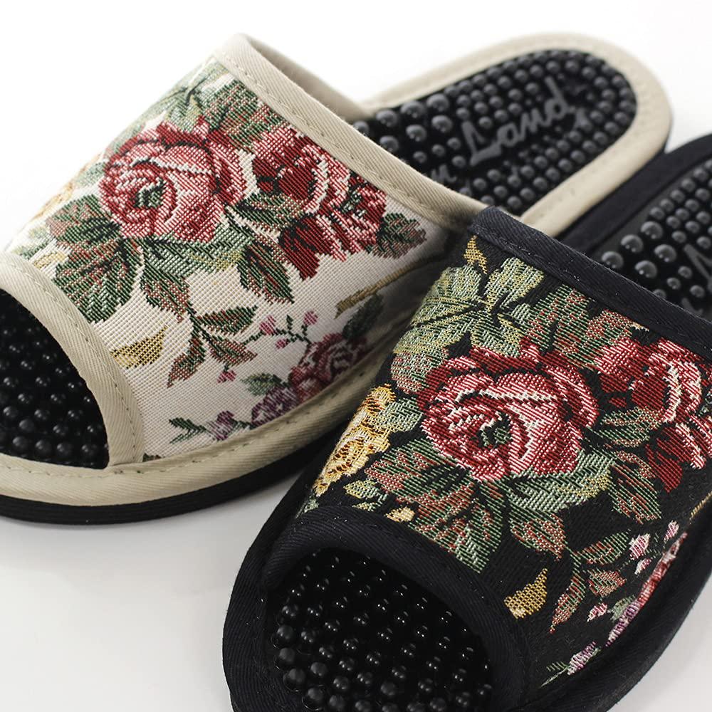 Healthy Gobelin Rose Made in Healthy Slippers Sandals, Pattern, Japan, (Beige)