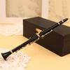Mini Clarinet Model Musical Instrument Miniature Desk Decor Display with Black Leather Box + Bracket