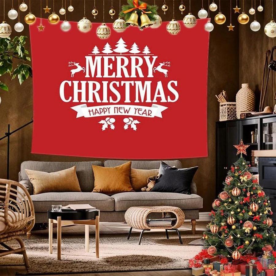 Merry Xmas New Year Background Cloth Hanging Cloth Bedroom Bedside Decorative Wall Cloth Rental Dormitory Tapestry