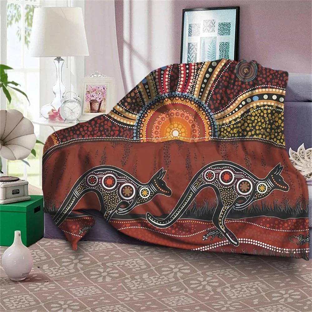 Aboriginal Australia Indigenous Turtles Blanket Winter Warm Queen Size Bed Sofa Fluffy Plush Blankets Throw Quilt Design Flannel