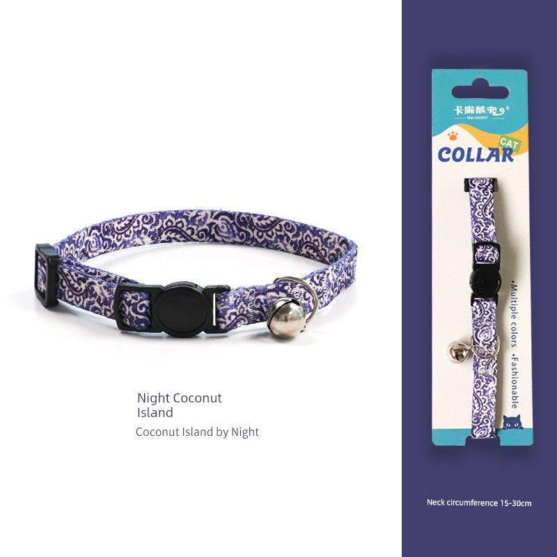 

Самый продаваемый полиэстеровый принт полоски шарф головной убор кошачий ошейник 15~30cm adjustment range Night Coconut Island