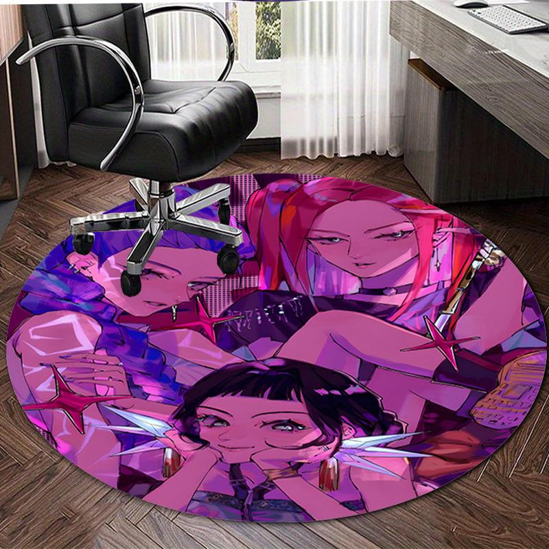 1pc KPop Demon Hunters3 Design Printed Area Round Carpet for Bedroom Living Room Home Decor Rugs Mat Non Slip Mat Rug for Bedside