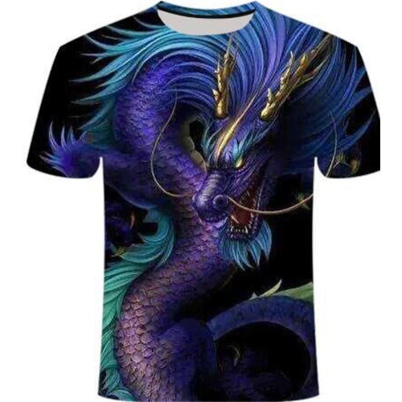 Summer Dragon T-Shirts Animal 3D Print Men Women Round Neck Short Sleeve T Shirt Casual Hip Hop Top Harajuku Tees Man Clothing