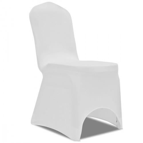 Housse pour chaise - Blanche - 6 pièces - Extensible - Lavable - Salle à manger