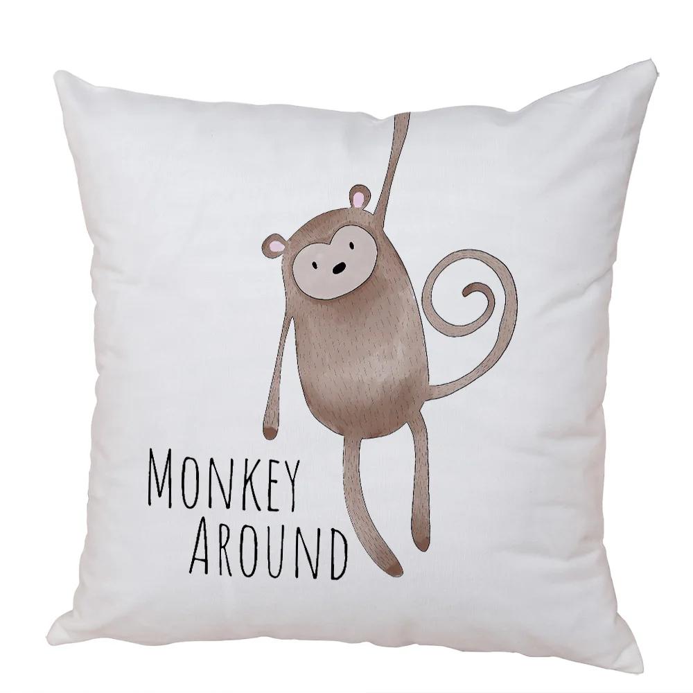 Nordic Zebra Hippo Giraffe Lion Crocodile Pillow Case Decor Animal Cushion Cover for Sofa Home Peach Skin Pillowcase 45x45cm