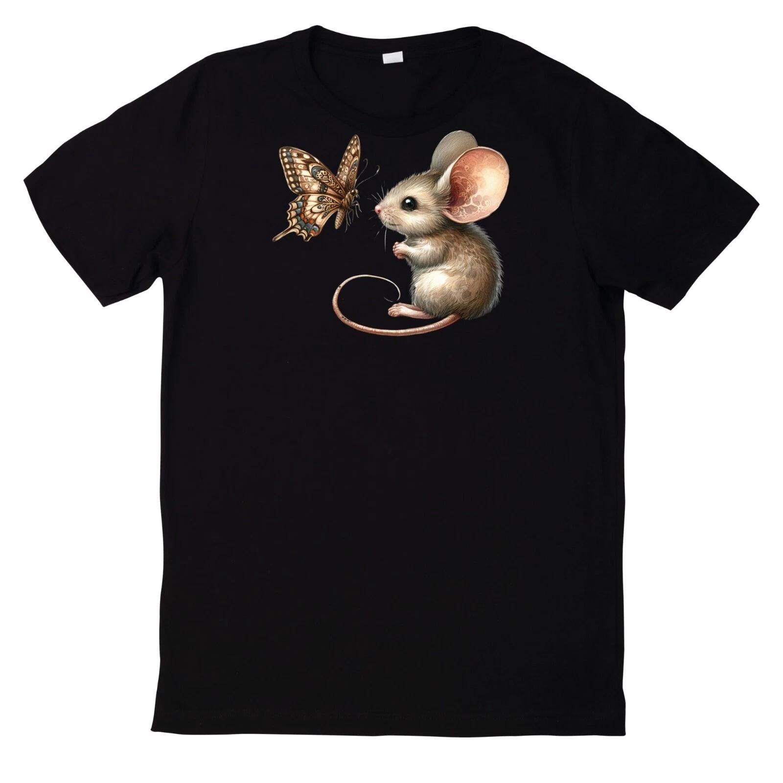 T-Shirt Maus und Schmetterling Motiv L