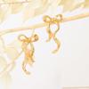 Butterfly Ribbon Wind Bow Earrings: Elegant European & American Style Long Metal Earrings for Women