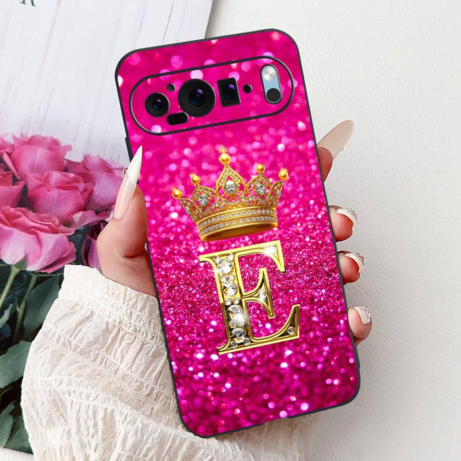 

For Google Pixel 9 Pro 9a Pixel9 Fashion New Crown Letter Phone Case For Google Pixel 9 Pixel9a 9Pro Black Silicone Soft Cases Google Pixel 9a