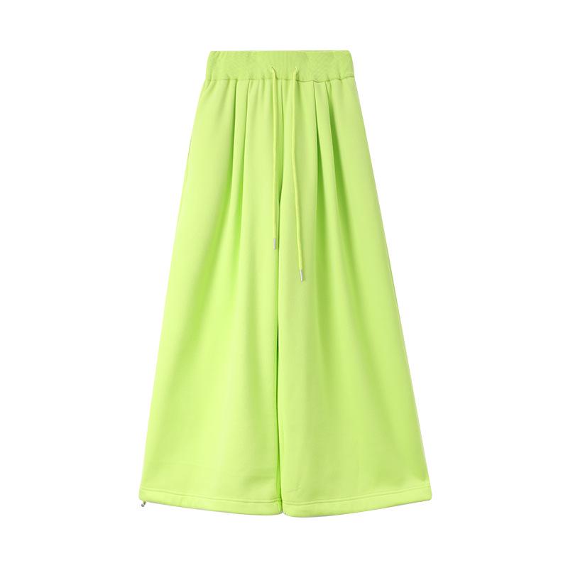 

Women s 2025 Winter Plus Velvet High-Waisted Wide-Leg Drawstring Pants - Loose Fit, Curved Drape Style. Medium