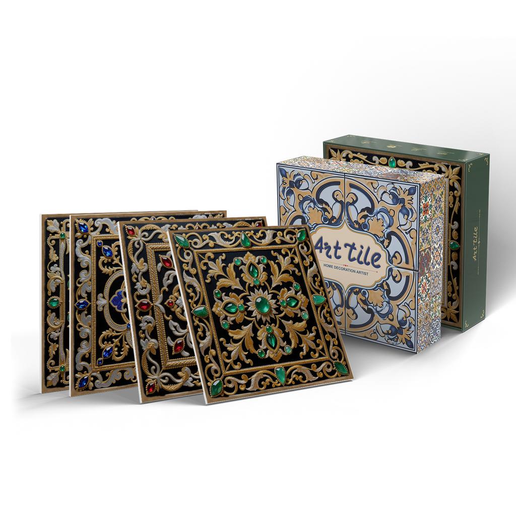 12/24 Pieces Thickened Pe Foam Tile Sticker Retro Tile Wall Sticker Self-Adhesive Waterproof Wall Sticker 15Cm