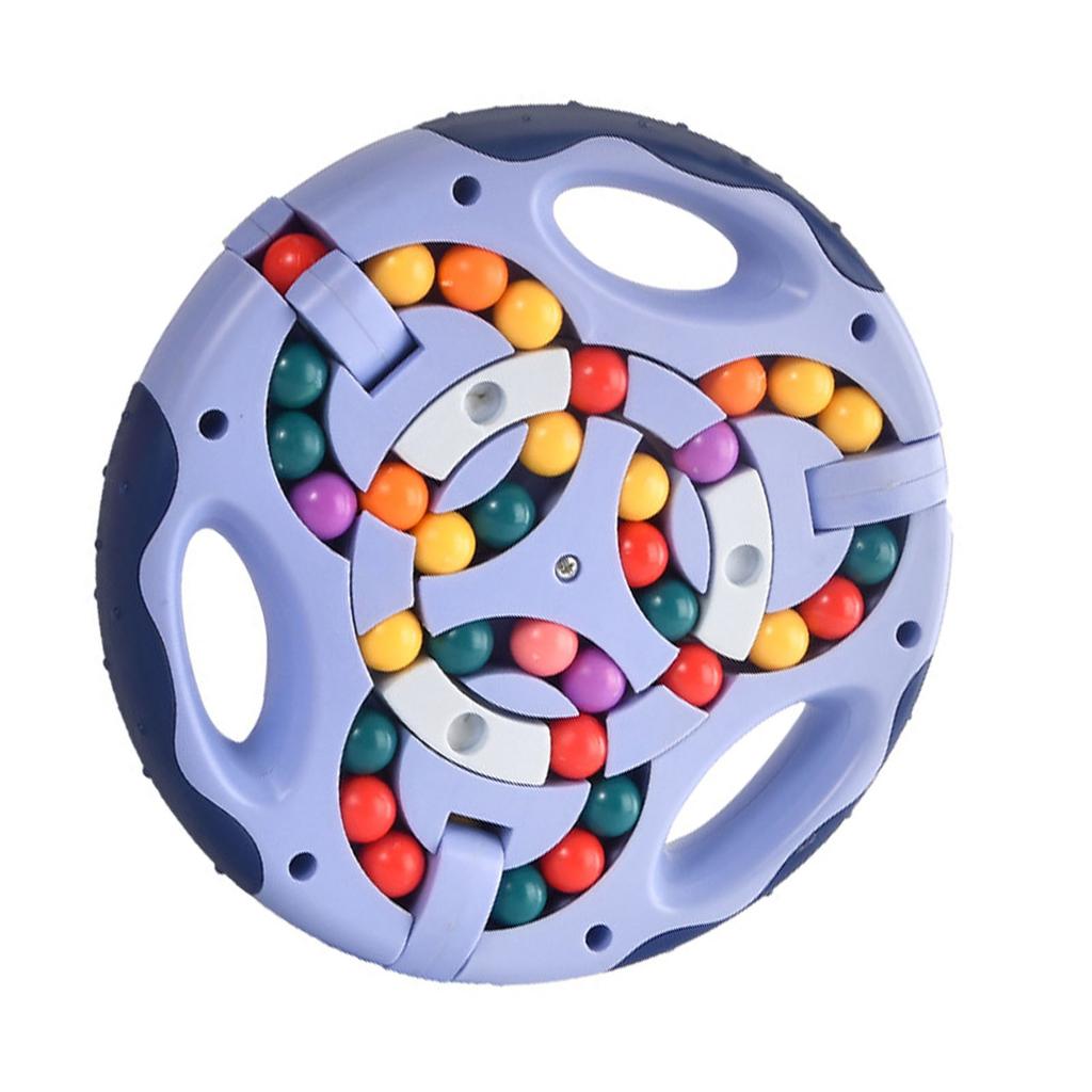 Finger Rotating Beans Double Sided Thinking Exercise Puzzle Decompression Rotating Beans Toy Blue