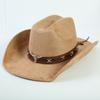 Popolare cappello western da cowboy in camoscio stile europeo e americano per uomo e donna, semplice e alla moda, a tesa larga, cappello jazz
