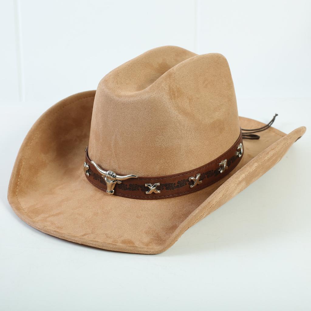 Popolare cappello western da cowboy in camoscio stile europeo e americano per uomo e donna, semplice e alla moda, a tesa larga, cappello jazz