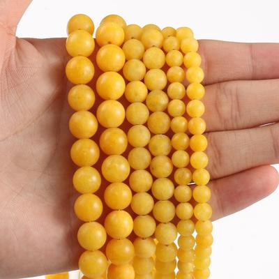 6mm 8mm 10mm Sarı Limon Jades Mat Doğal Taş Boncuk Yuvarlak Gevşek halka boncuk Takı Yapımı Için DIY Bilezik
