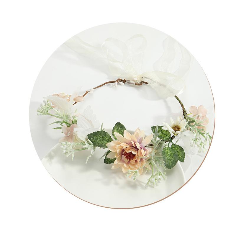 Banda de păr Boho Femei Coroană florală Coroană de zâne Ghirlandă bentiță de nuntă cu flori