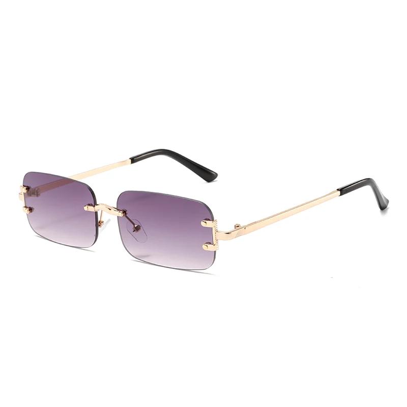 New Rimless Rectangle Sunglasses Men Fashion Vintage Gradient Multi-color Sun Glasses Women New Trendy Brand Design Shades