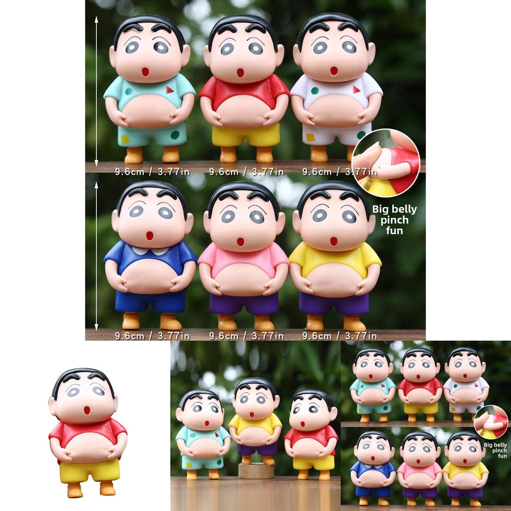 6pcs Creative Crayon Shin Chan Pinch Belly Model Pendant Set For All Ages
