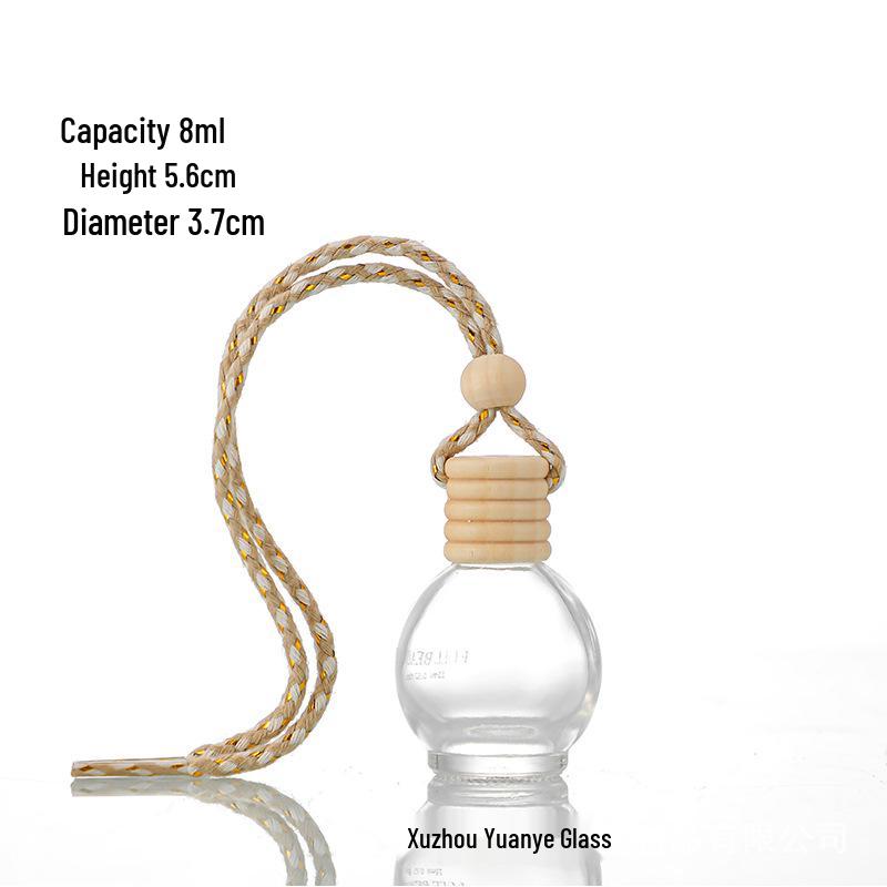 Glass Car Diffuser Bottle with Lanyard, 8ml/10ml, High-Value Aromatherapy Refillable Pendant with Lid.