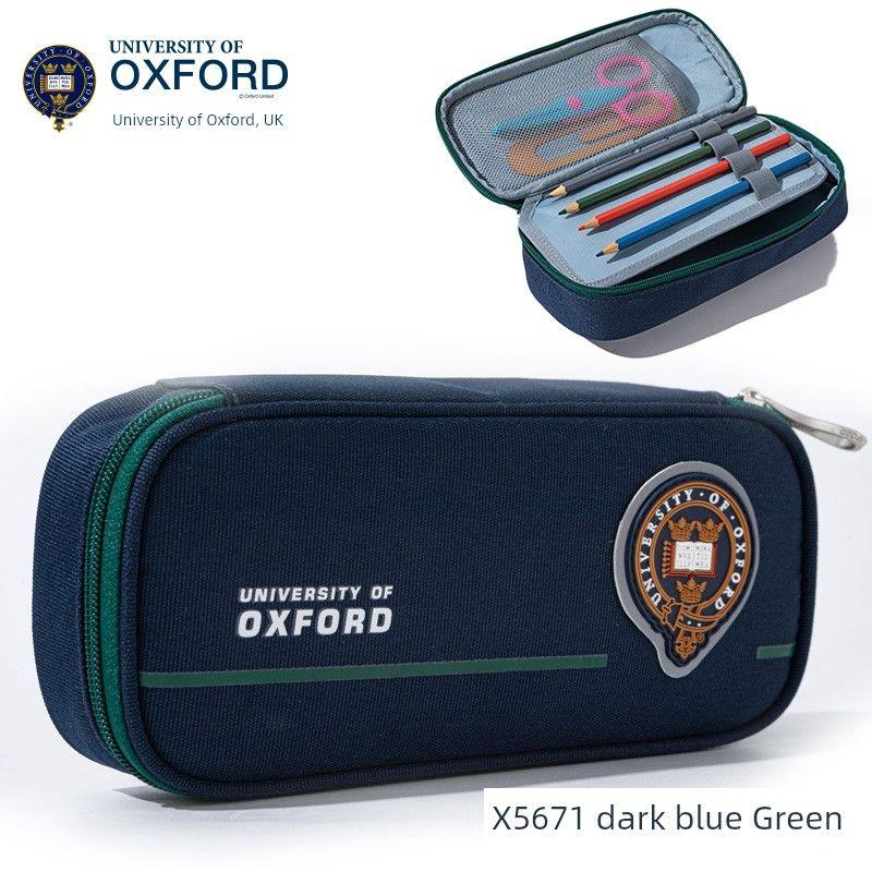 

New Arrival Oxford University Pencil Case Kids Elementary School Boy Stationery Case Large Capacity Storage Lightweight Girls Pencil Bag X5671 dark blue Green