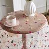 Transparent Dining Table Mat Thin Visible Mesh Colorful Flower Embroidery Round Table Protector Decorative Table Cloth for Party Decoration