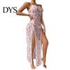 Women Cotton Blend Nightgown Womens Sexy Nightgowns Cherry Print Lace Trim Deep V Neck High-quality Chemise Sleepwear Sheer See Through Side