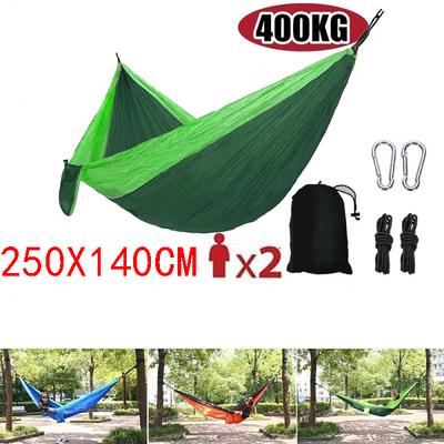 Hamaca a juego de colores de nailon para acampar al aire libre, hamaca colgante portátil ultraligera, cama, suministros para acampar