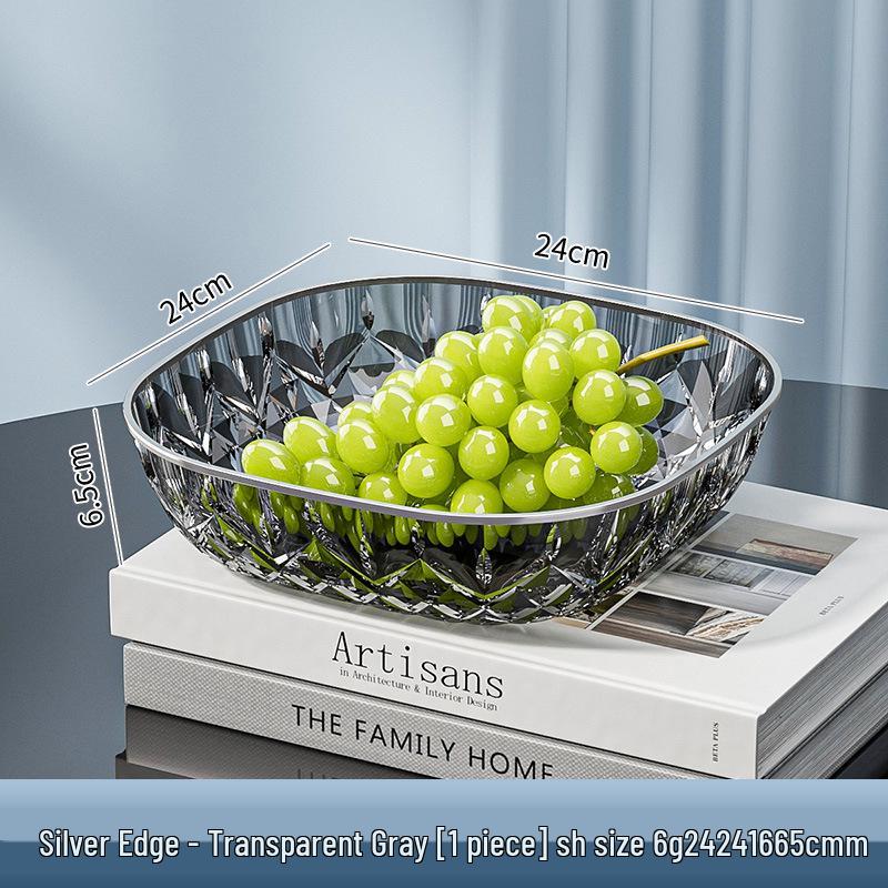 Elegant Transparent High-Value Plastic Fruit and Snack Bowl - Drop-Resistant PET Diamond Crystal Design