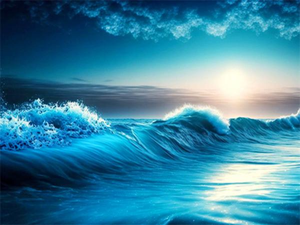 Full Square Round Diamond Art Painting Wave Seaside Home Decor Embroidery Mosaic Beach Landscape Handmade Gift