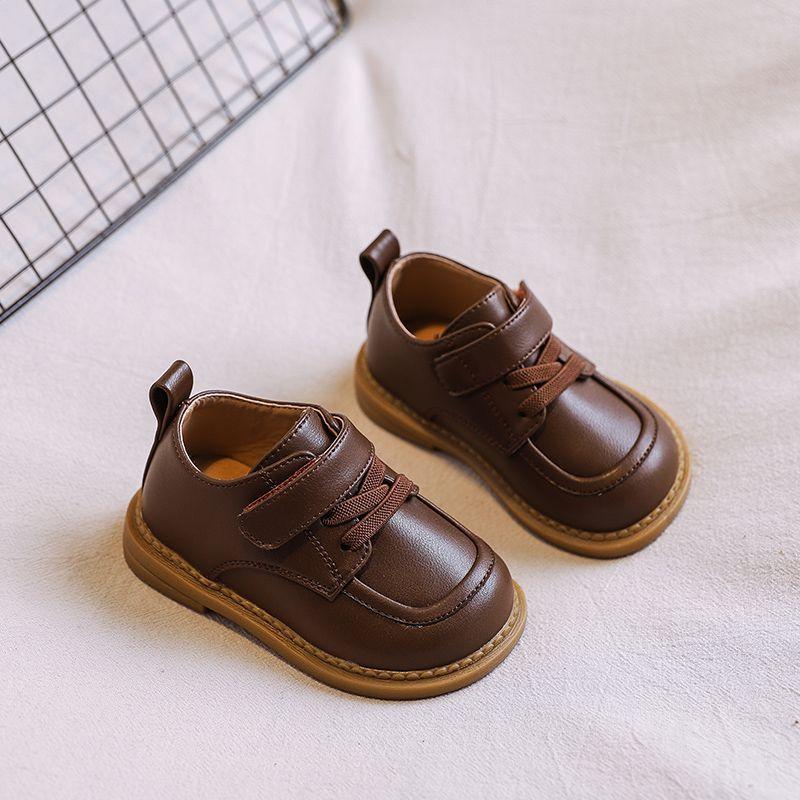 2025 spring new British style baby leather shoes soft-soled toddler shoes spring and autumn children's beanie shoes single shoes autumn style