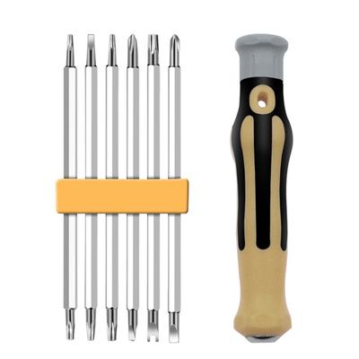 Compact Screwdriver Bit Set Magnetic Double for Head Screwdriver Bits Chrome Vanadium Steel Hand Manual Repair Tool 7 Pc