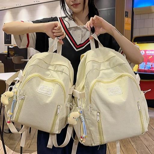 Summer New Water Canvas Bag Literary Japanese Female Lazy Wind Small Backpack Simple Solid Color Female Backpack
