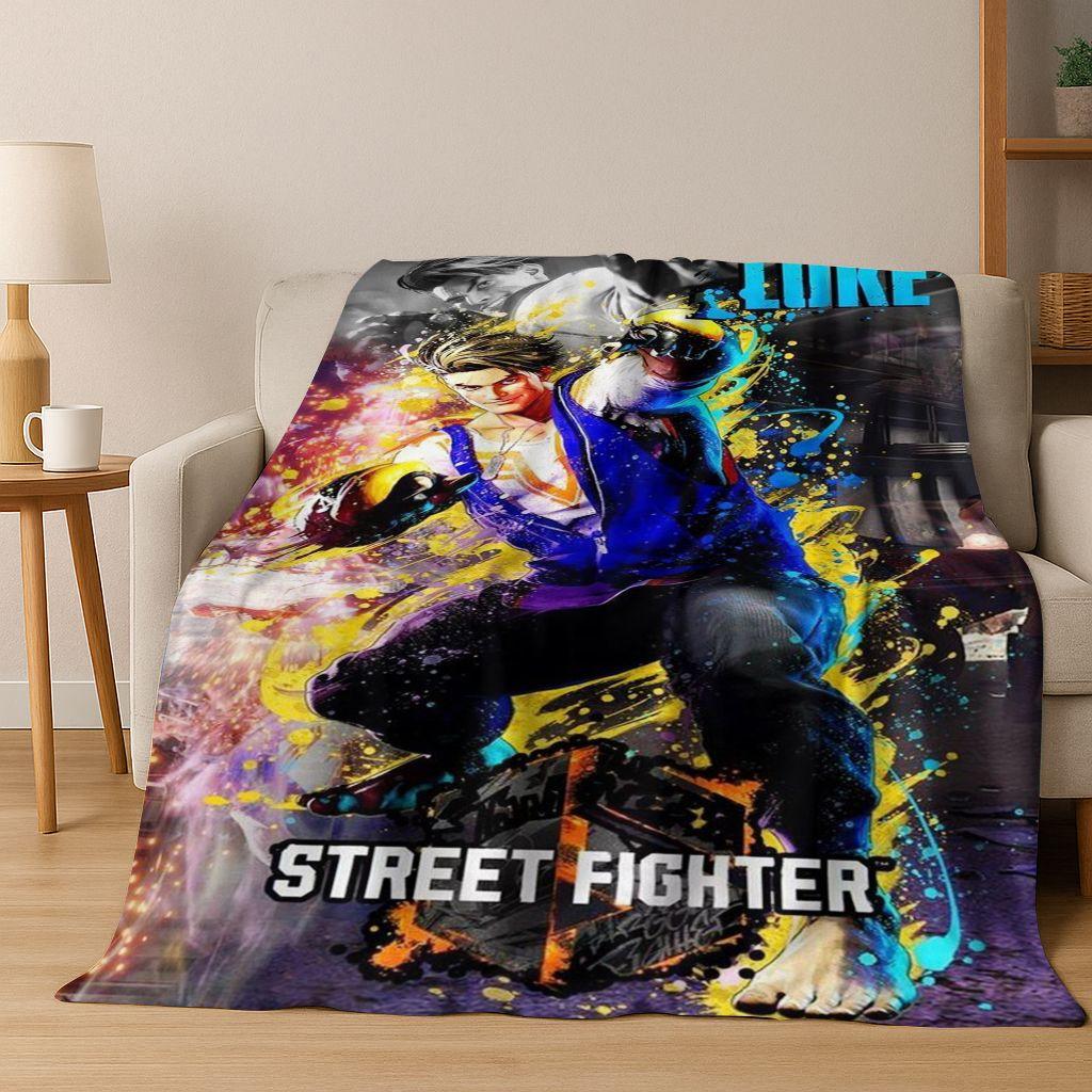 Retro Street Fighter 6 Characters Game Chun-Li Art Flannel Blanket,Cozy Soft Throw Blanket for Home Bedroom Bed Sofa Cover Kids