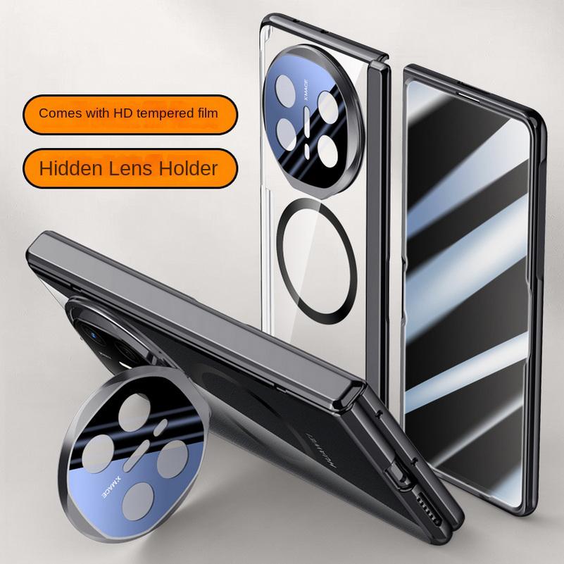 Magsafe Magnetic Transparent Privacy Screen Tempered Glass Protector Case For Huawei Mate X6 X5 Spring Hinged Holder Back Cover