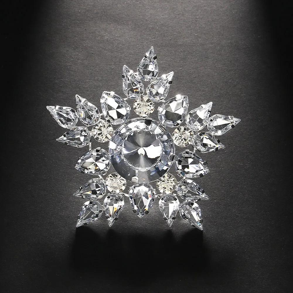 

2024 кольцо на палец со снежинкой, свадебные аксессуары для рук, элегантное женское круглое открытое кольцо со стразами, свадебное ювелирное изделие