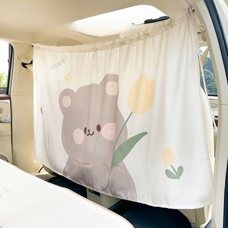 Car Privacy Curtains Universal Car Divider Curtain Between Rear Seat Auto Blackout Push-Pull Anti-Peep Curtains Car Sun Shades