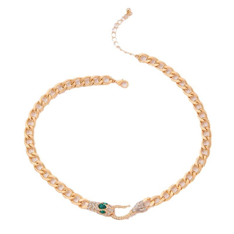 European and American Serpentine Metal Chain Necklace Collarbone Chain Ins Hip Hop Cool Jewelry