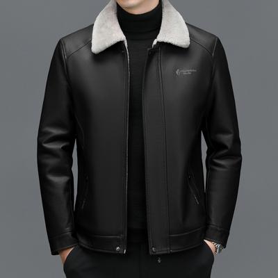 Inverno nova jaqueta de couro genuíno masculino casual fino jaqueta de cor sólida para baixo jaqueta masculina