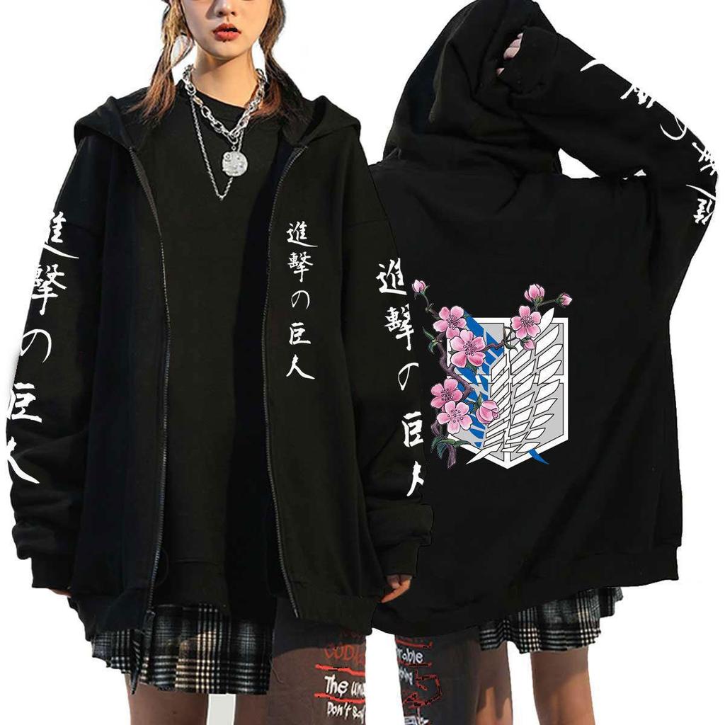 Giant Sweater Attack onTitan Wings of Liberty Print Men's and Women's Zip Hoodies