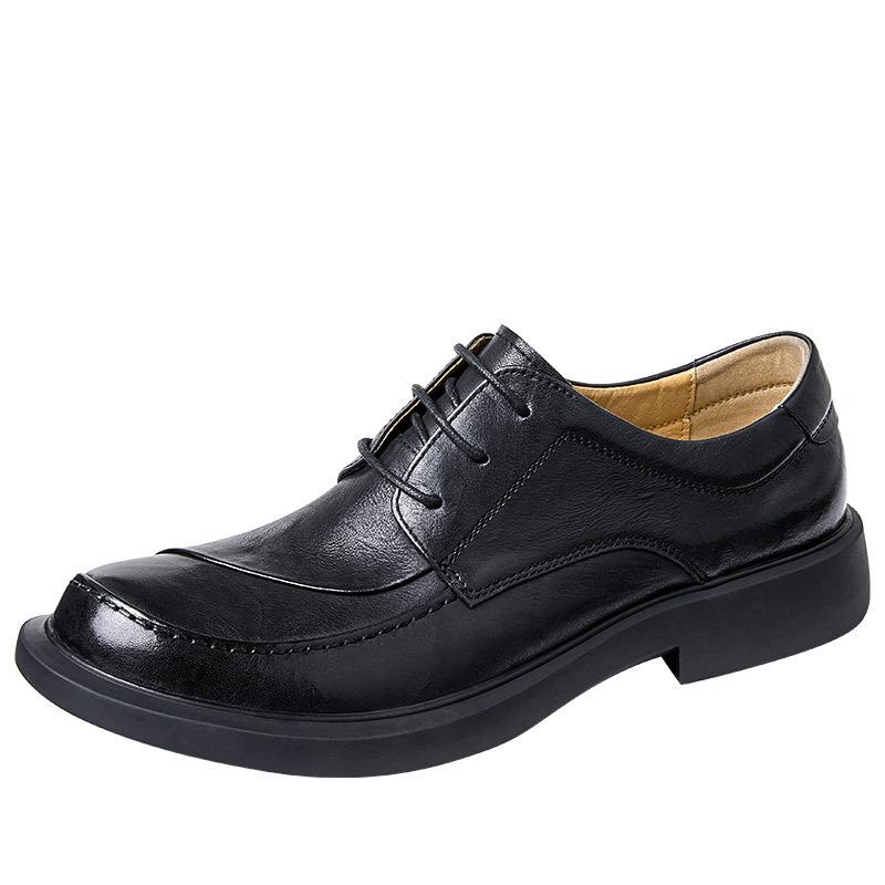 Plateau Derby Schuhe Herren Rundkopf Britischer Stil Kleine Lederschuhe Retro Trend Spleißung Business Casual Herrenschuhe