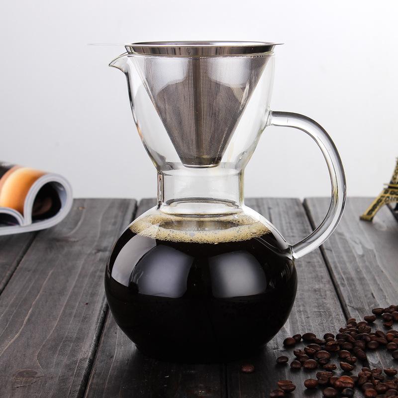 Hand brewing coffee pot High borosilicate glass High temperatureresistant coffee sharing pot Large capacity heat-proof handle Special for hand brewing