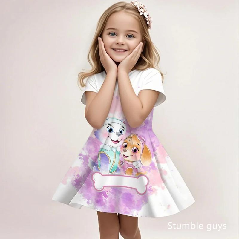 Cute Paw Patrol Dress For Girls Summer Casual Fashion Beach Sundress Soft Breathable Lightweight