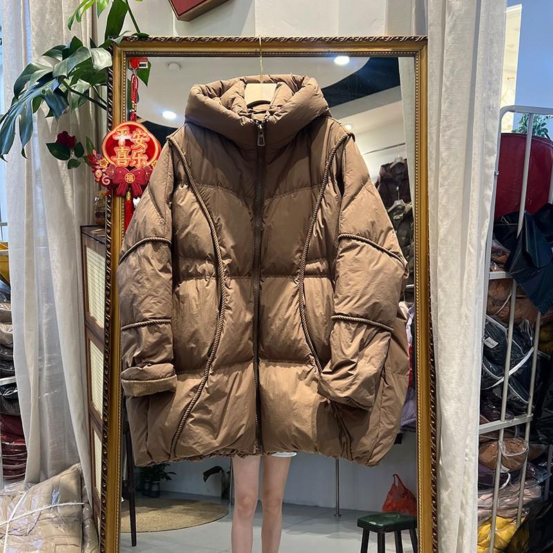Womens Hooded Mid-Length Puffer Coat Oversized
