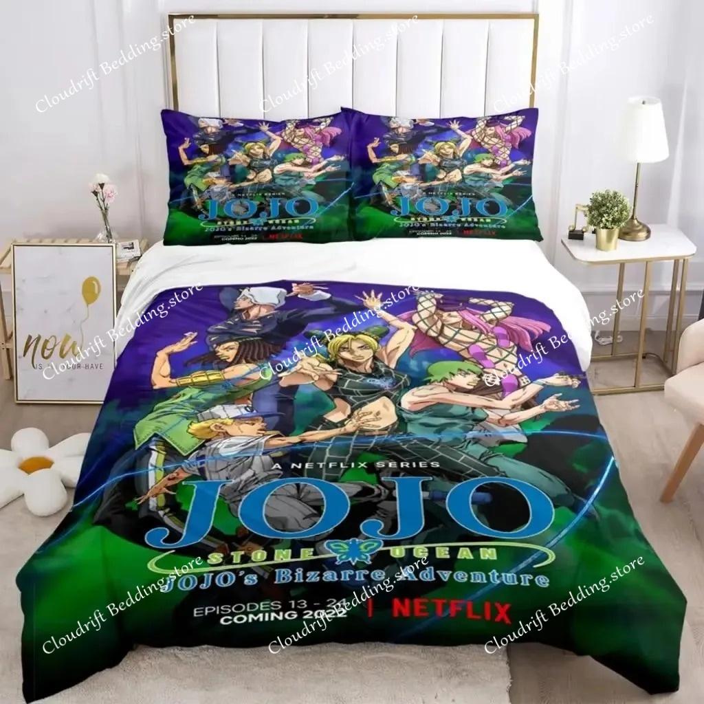 JOJO Anime Print Bedding Set Fashion Article Boys Or Adults For Beds Quilt Covers Pillowcases Bedding Set Gift