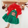 Adorable Red Christmas Dog Dress With Festive Reindeer Sweater Design For Pets