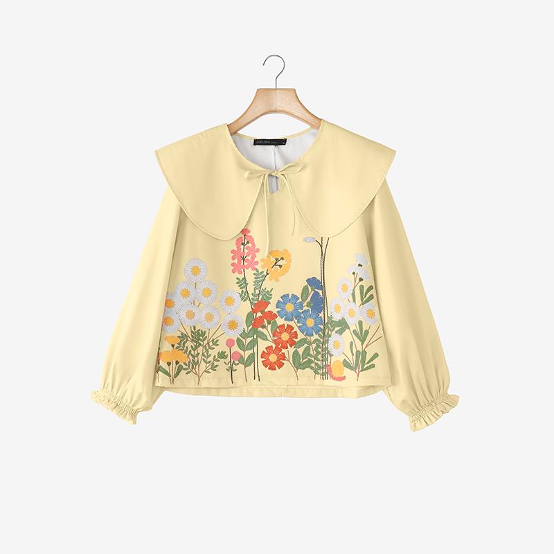 ZANZEA Women Casual Doll Collar Loose Long Sleeve Floral Blouse