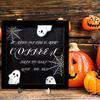 Halloween Wooden Ghost Photo Frame - Spooky Kid's Tabletop Decor with Themed Poster, Party Atmosphere Decorative Ornament
