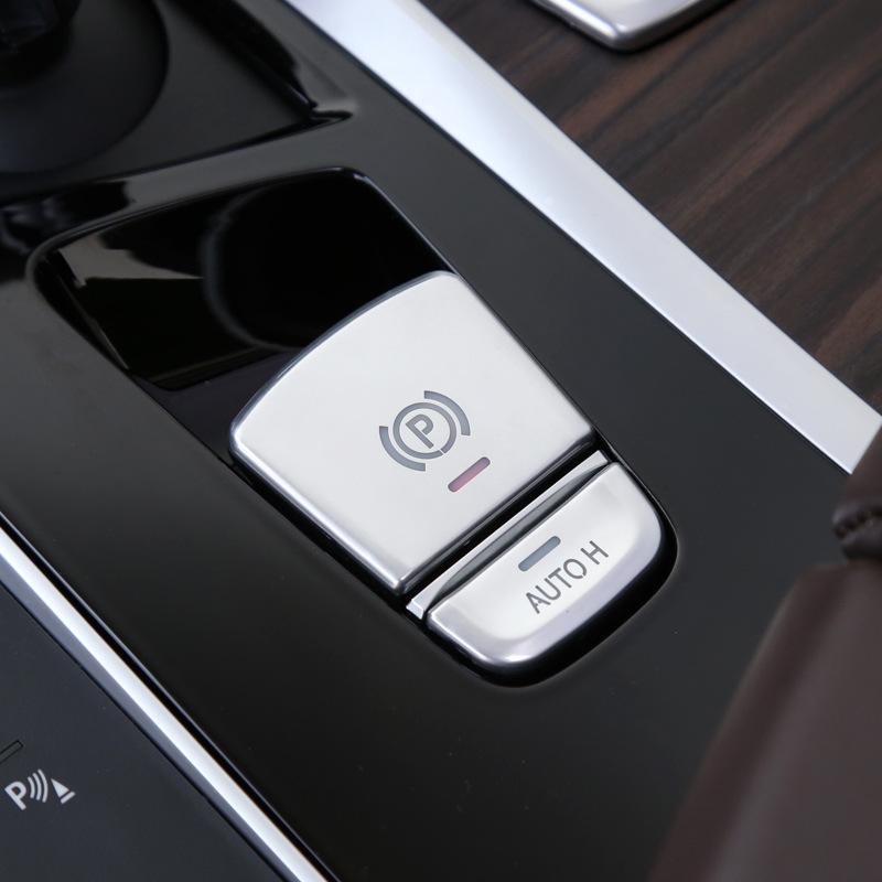 Chrome ABS Car Multimedia Button Cover Trim Parking Brake Button Sticker For BMW G01 G30 G38 5 Series 2017-2021 Auto